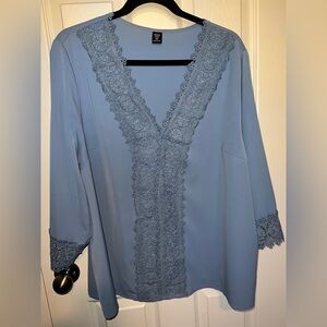 🦋 Baby Blue Crochet Blouse